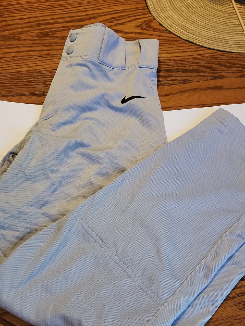 Nike Kids Pale Blue Athletic Pants with Black Swoosh